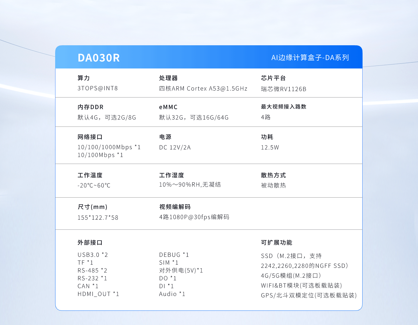DA030R规格参数
