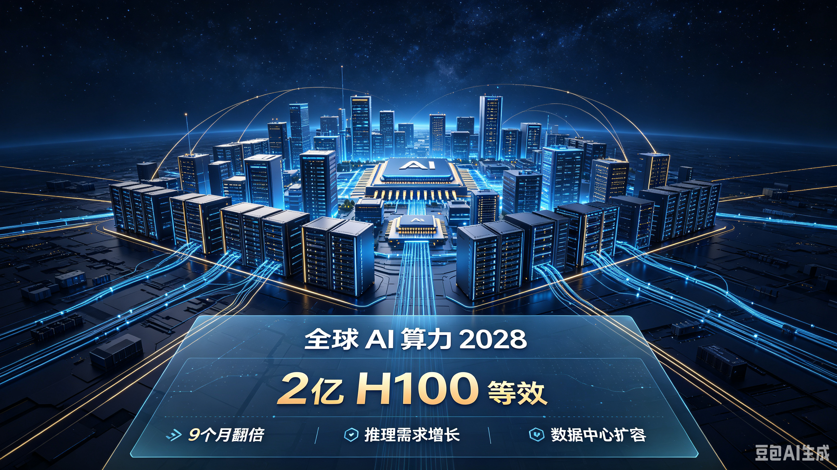 2028 年底全球 AI算力 预计等效2亿枚英伟达H100芯片(图1)