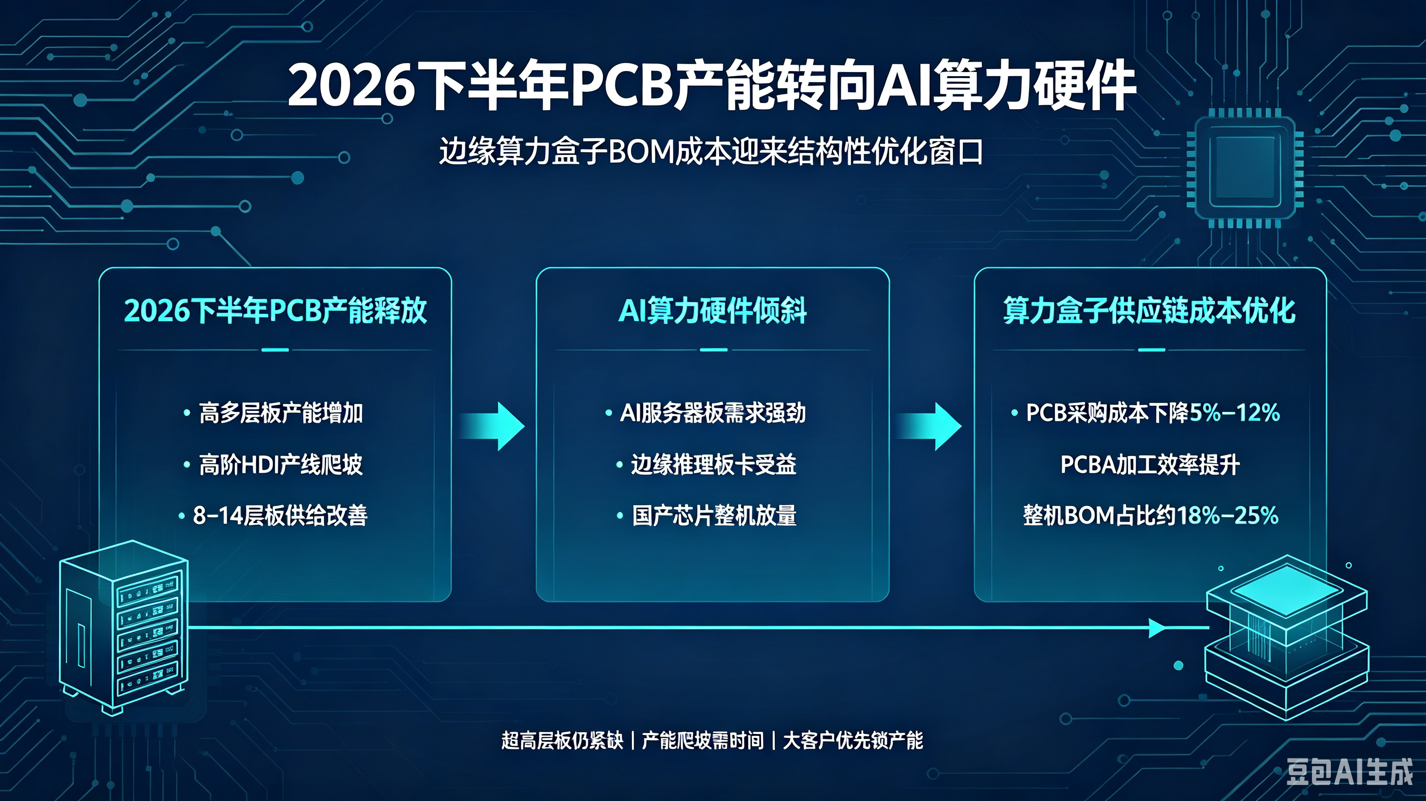 产业链配套:2026下半年PCB产能向AI算力硬件倾斜,算力盒子供应链成本有望优化(图1)