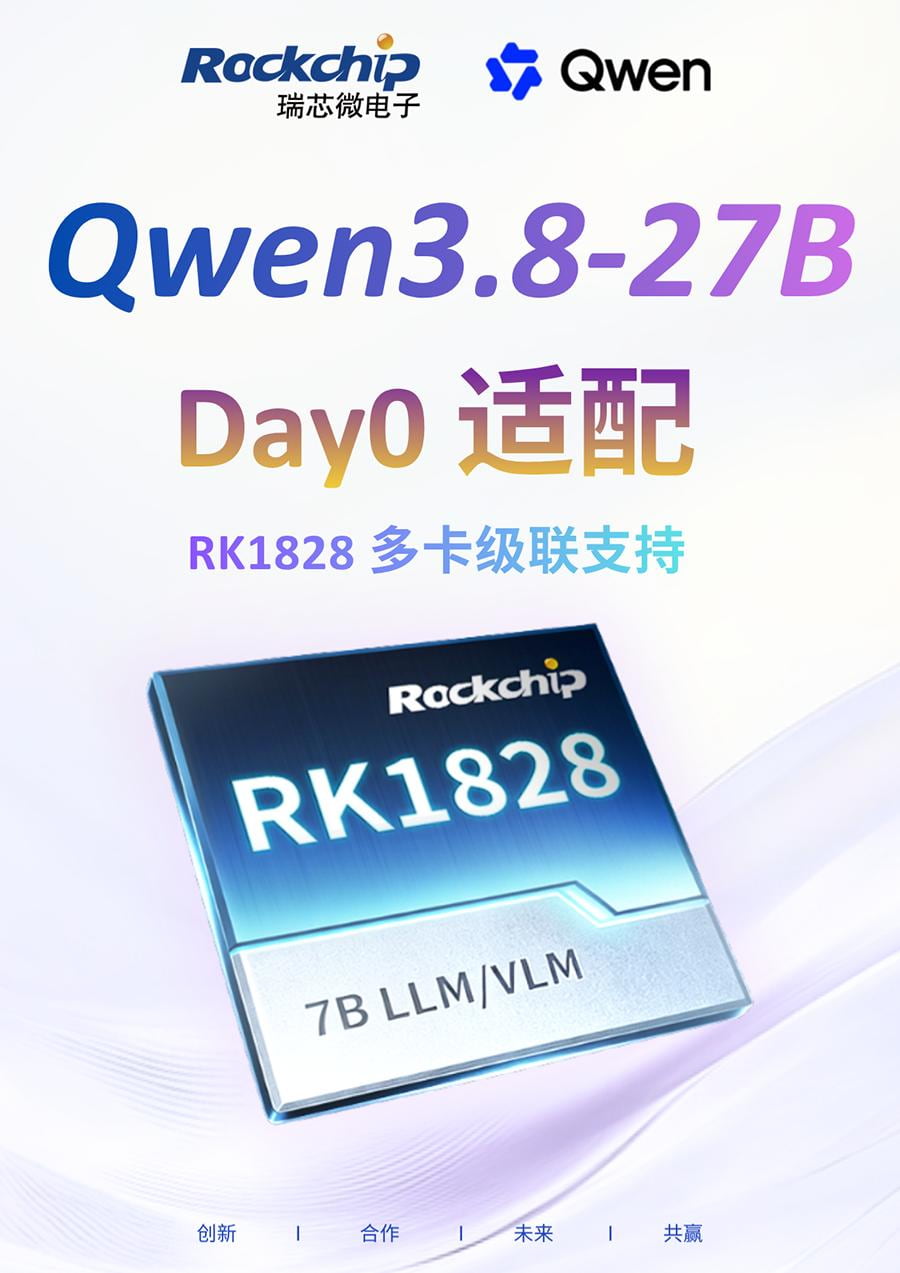 RK1828 四卡级联实测：M.2 多卡堆叠，边缘盒子本地跑 Qwen3.8-27B(图1)
