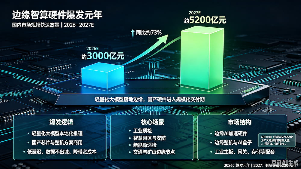 国内边缘智算硬件:2026爆发元年,2027冲刺5200亿(图1)