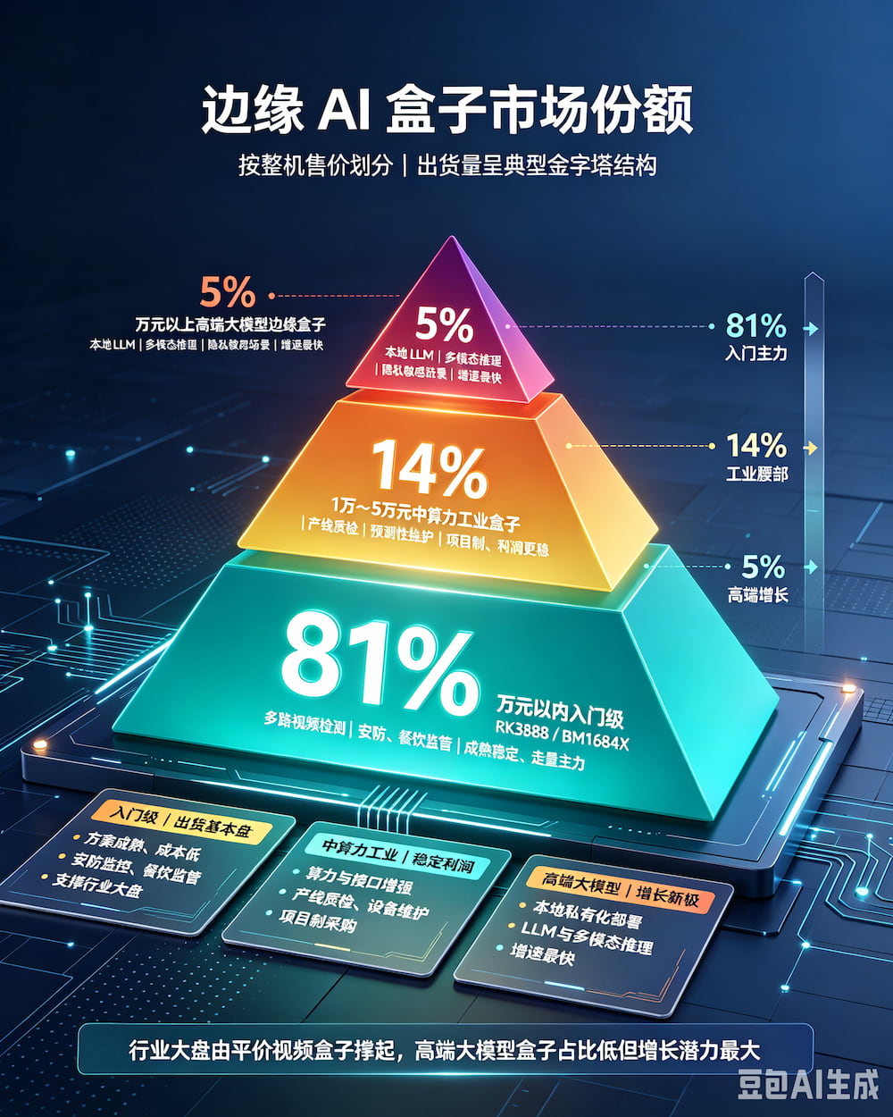 边缘AI盒子市场结构简析:入门机型占据81%出货,高端大模型盒子蓄势待发(图1)