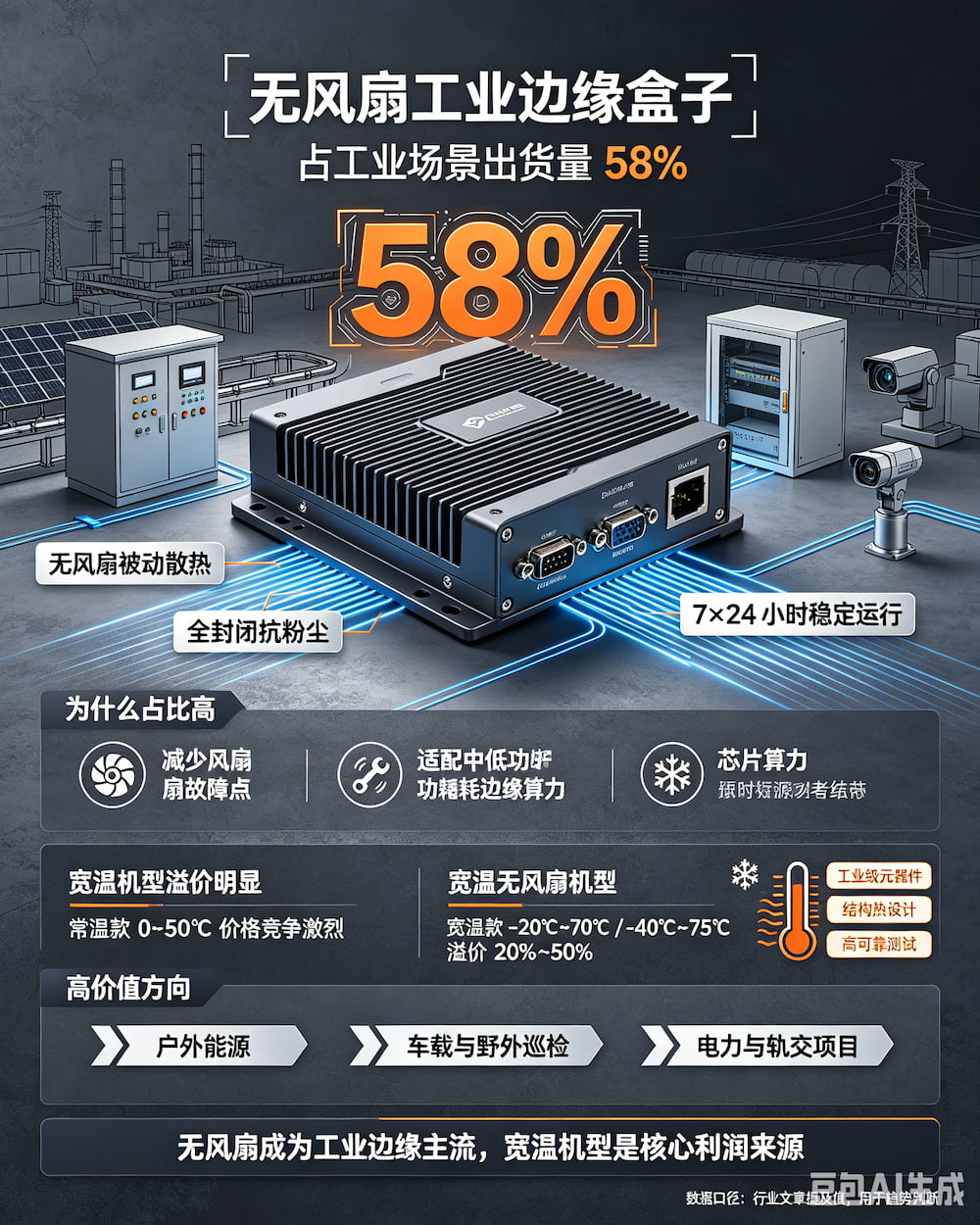 无风扇工业边缘盒子：出货占工业场景58%，宽温机型溢价明显