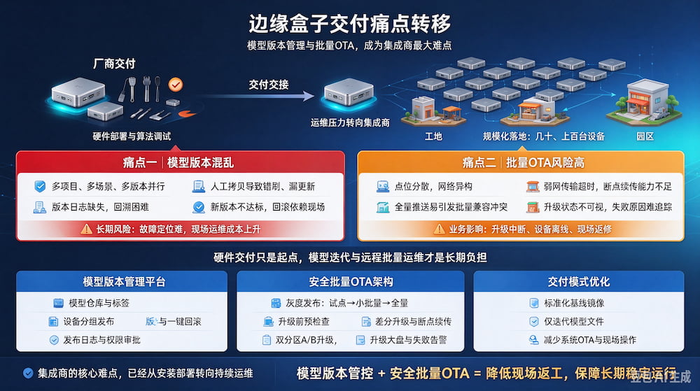 边缘盒子项目交付痛点:模型版本管理、批量OTA升级成集成商核心难点(图1)