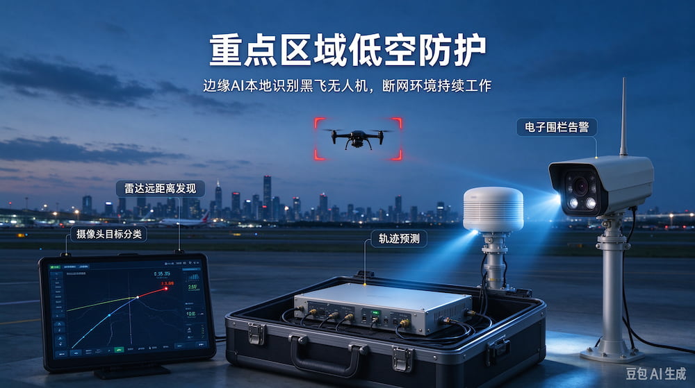 国产低空安防算力盒子批量交付,本地解析雷达 + 摄像头数据,识别黑飞无人机(图1)
