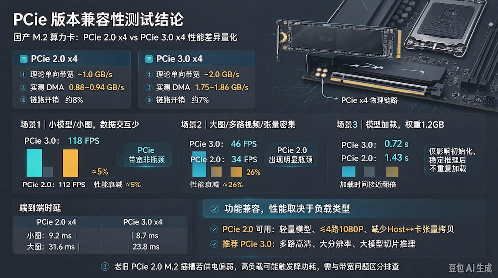 PCIe 版本兼容性测试结论:国产M.2算力卡在PCIe2.0/3.0主板性能差异量化(图1)