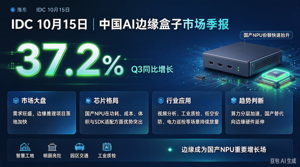 IDC：国内 AI 边缘盒子市场 Q3 同比增长 37.2%，国产 NPU 份额快速抬升(图1)