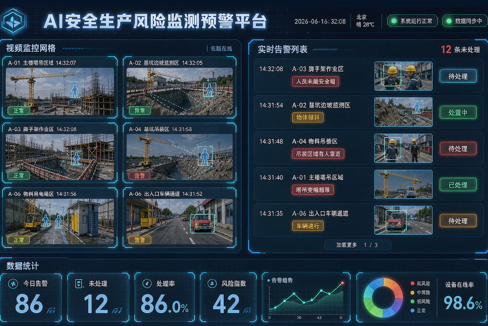 智慧工地AI边缘盒子｜安全帽+烟火识别智能监测方案(图1)